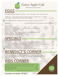 Dine in Menu at Green Apple Cafe